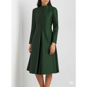 Chester Weinberg Dress 8 Vtg 60s Green Silk Cocktail Gown Covered Buttons